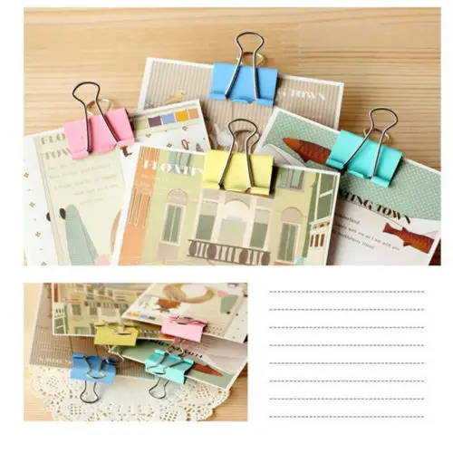 Binder Clip Assorted - Colorful Metal Binder Clips - 50-Pack