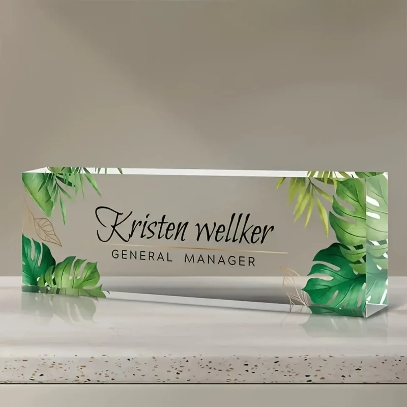 Desk Name Plate - 2D Flat Custom Personalized Acrylic Desk