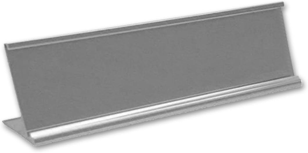 Desk Name Plate - Satin Aluminum Desk Name Plate Holder