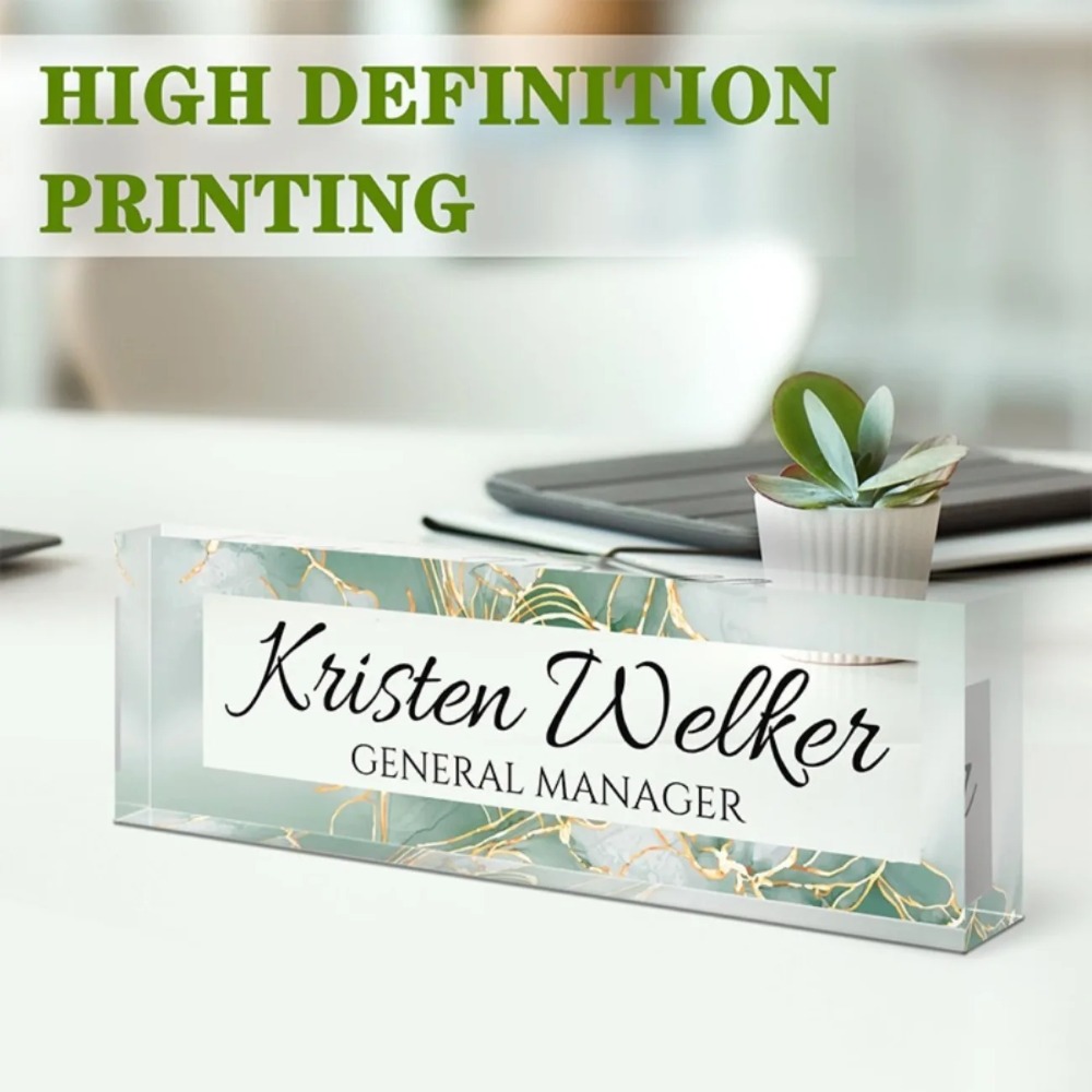 Custom Floral Acrylic Desk Nam - Desk Name Plate ulasan dan harga