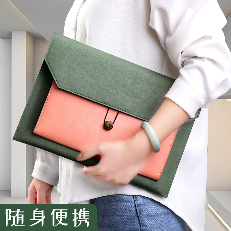 Leather File Bag A4 Paper File - Portfolio Folder Zip ulasan dan harga