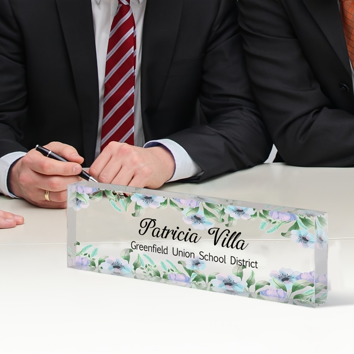 [2D Flat] Floral Pattern Acryl - Desk Name Plate ulasan dan harga