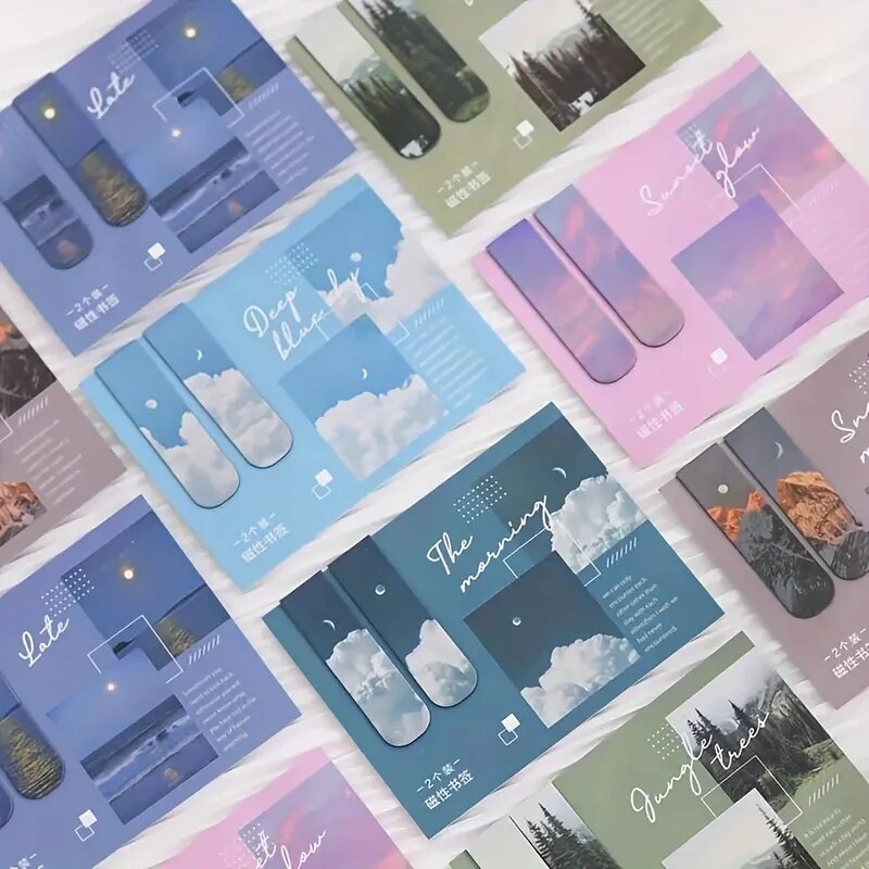 2Pcs/Set Landscape Themed Magn - Paperclip Magnetic Set ulasan dan harga