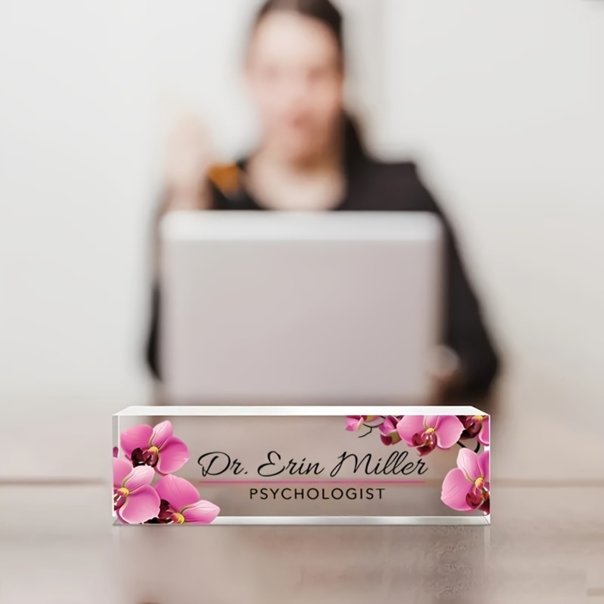 [2D Flat] Pink Floral Custom A - Desk Name Plate ulasan dan harga