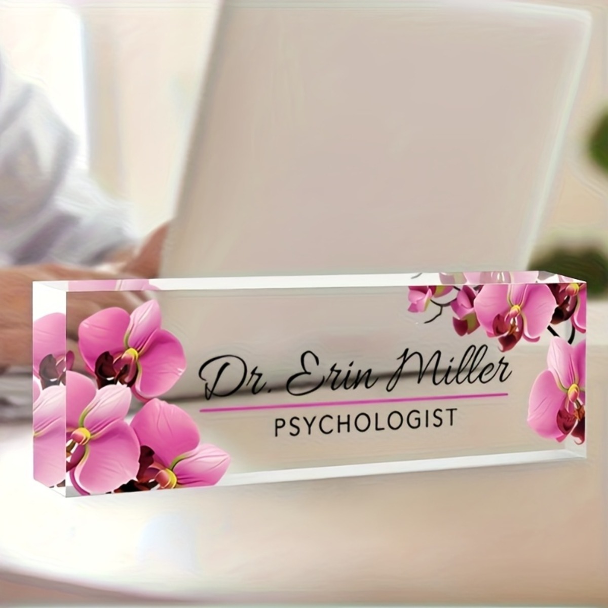 [2D Flat] Pink Floral Custom A - Desk Name Plate ulasan dan harga