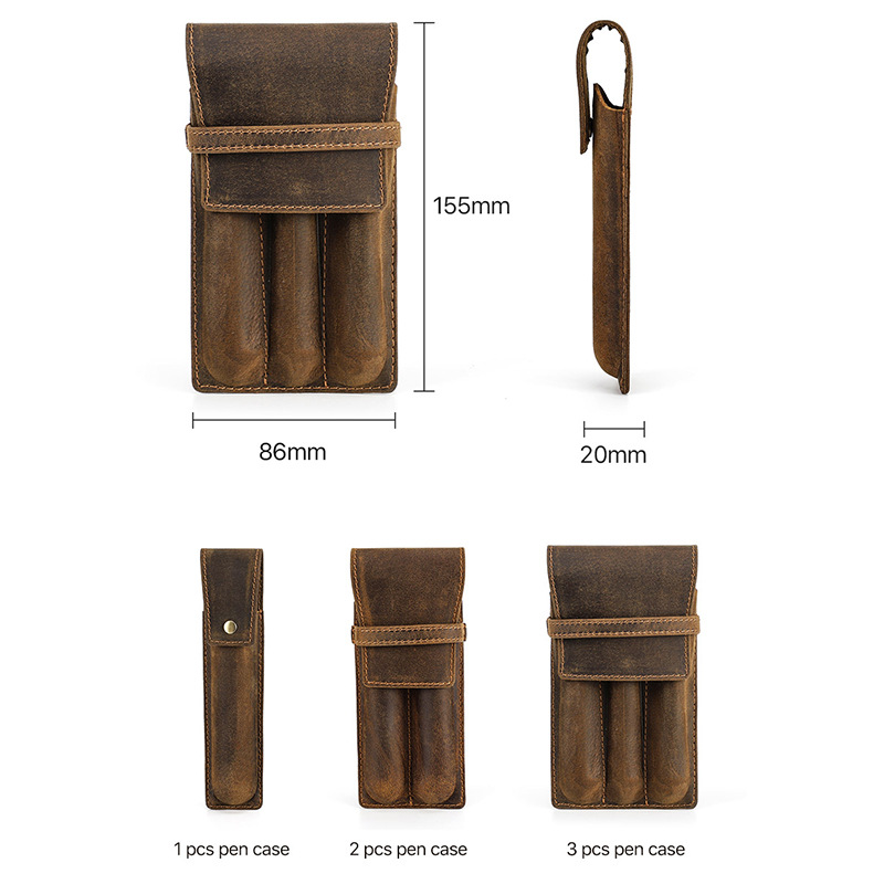 hand-made leather cowhide penc - Pen Pouch Roll ulasan dan harga