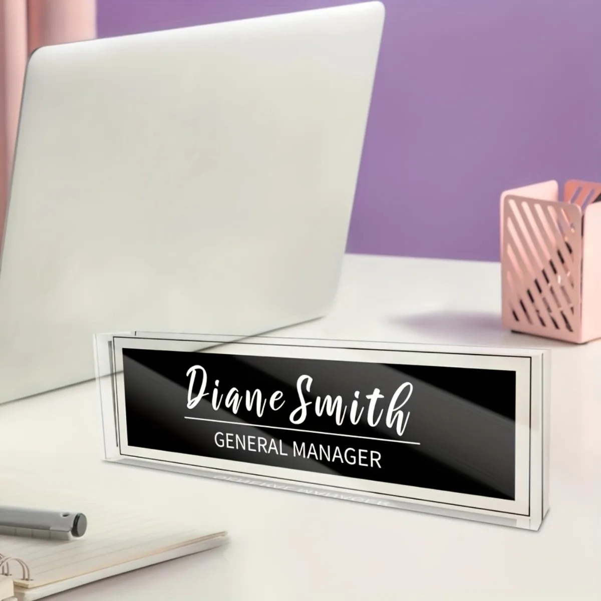 1PC Custom Text 2D Flat Acryli - Desk Name Plate ulasan dan harga