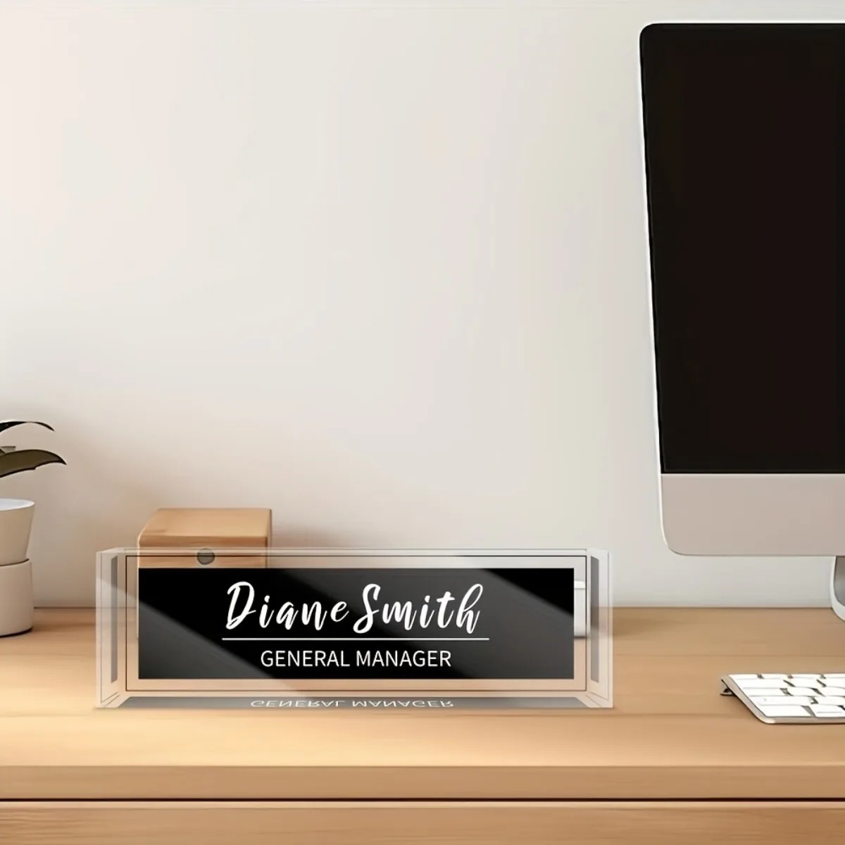 1PC Custom Text 2D Flat Acryli - Desk Name Plate ulasan dan harga