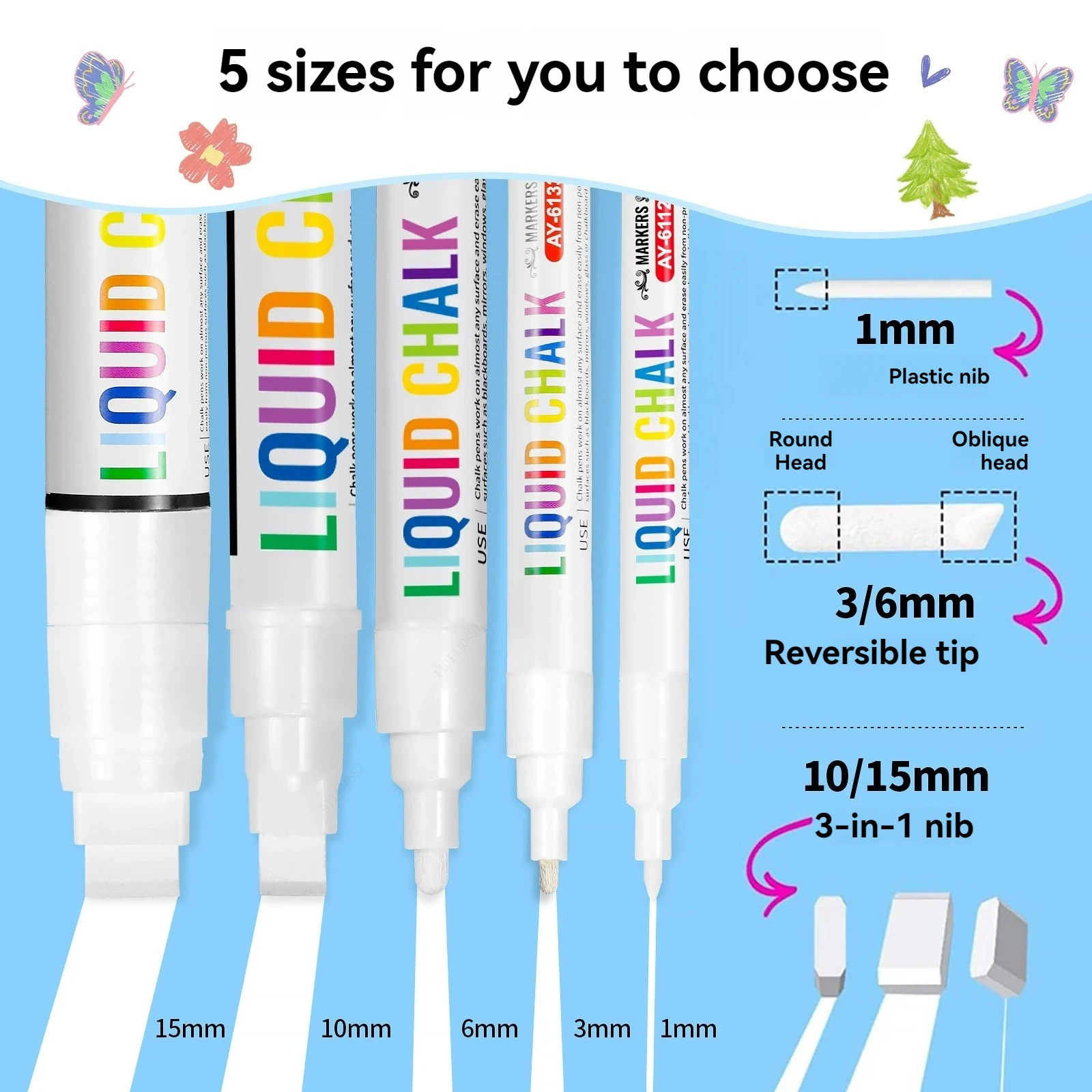 5Pcs White Liquid Chalk Marker - Correction Fluid White ulasan dan harga