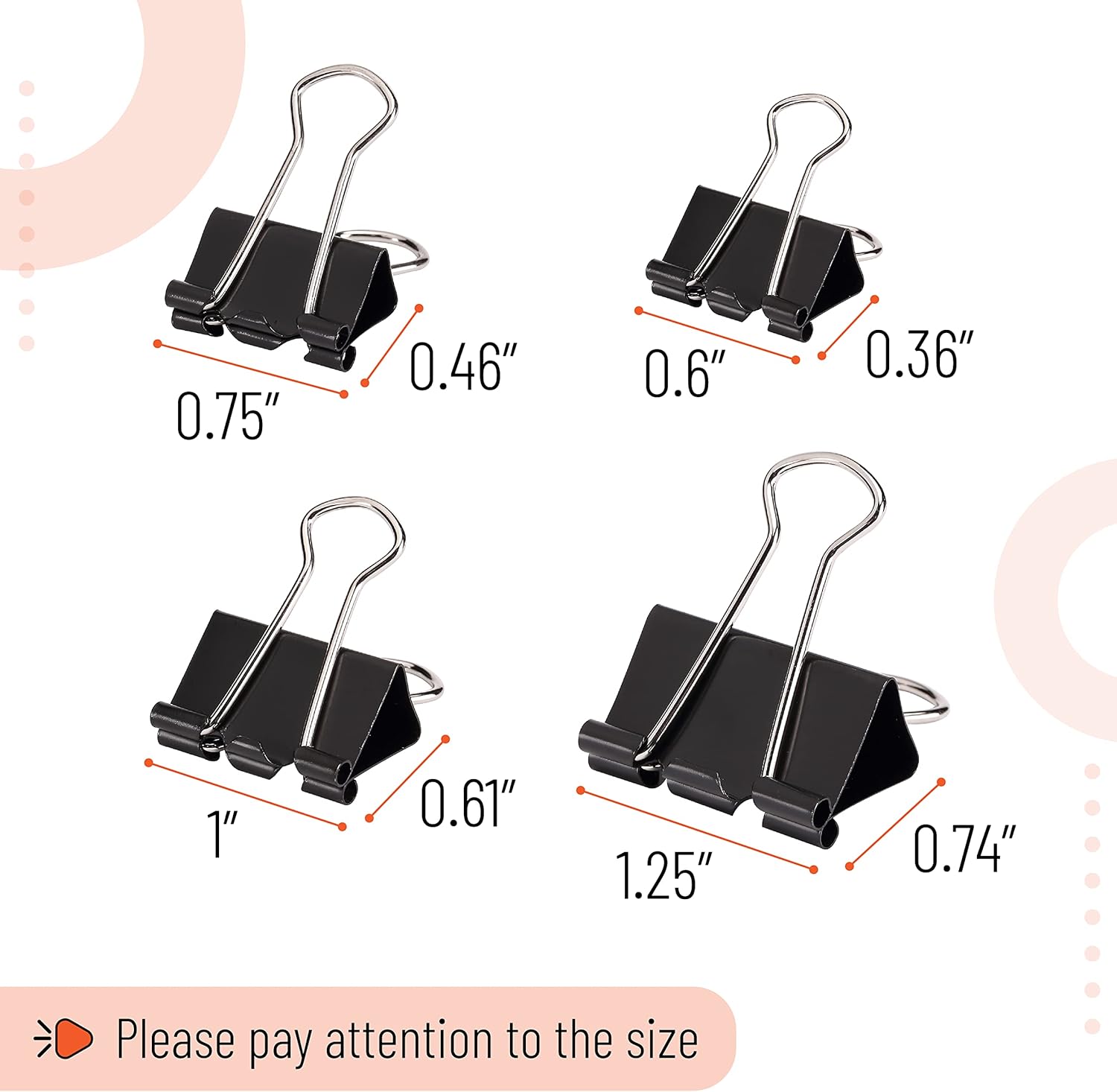 Binder Clips, 100 pcs Assorted - Binder Clip Assorted ulasan dan harga