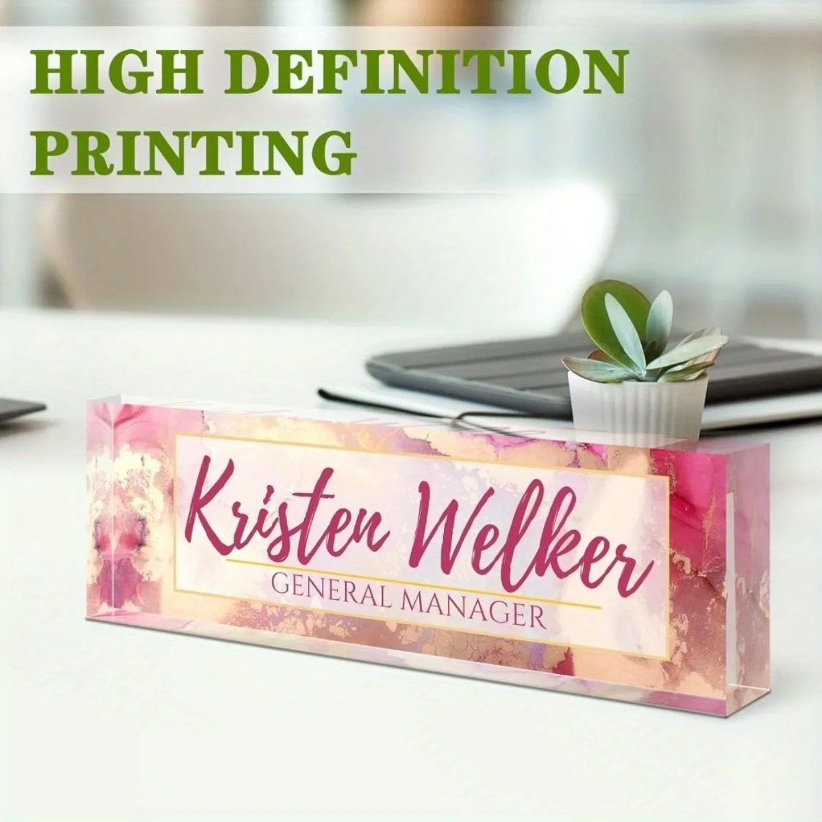 Custom 2D Flat Pink Floral Acr - Desk Name Plate ulasan dan harga