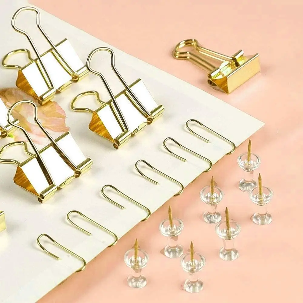 Gold Paper Binder and Clips Se - Binder Clip Assorted ulasan dan harga