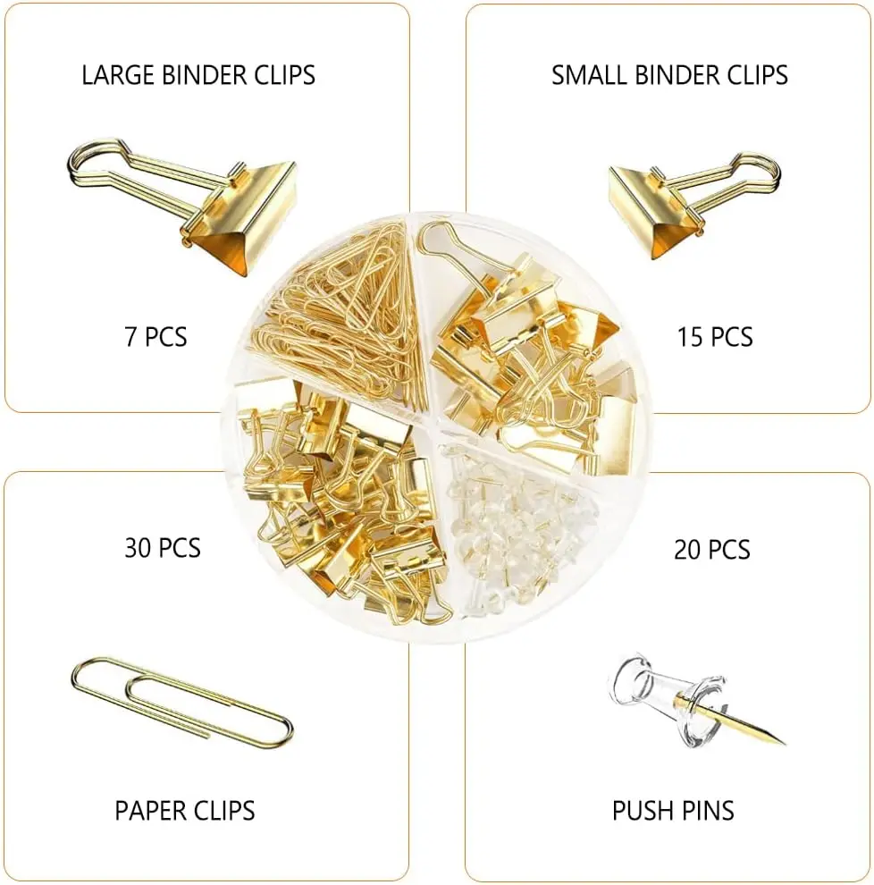 Gold Paper Binder and Clips Se - Binder Clip Assorted ulasan dan harga