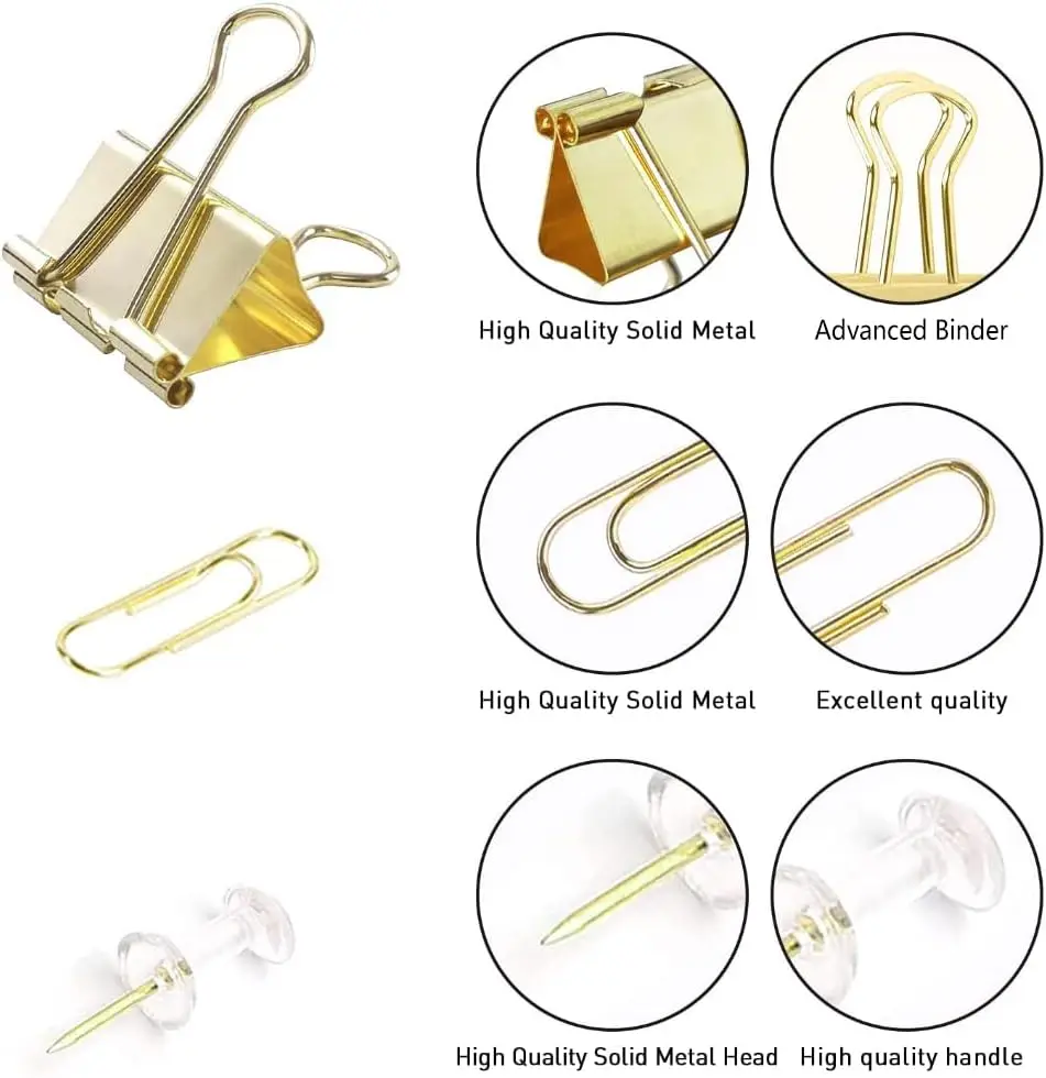 Gold Paper Binder and Clips Se - Binder Clip Assorted ulasan dan harga