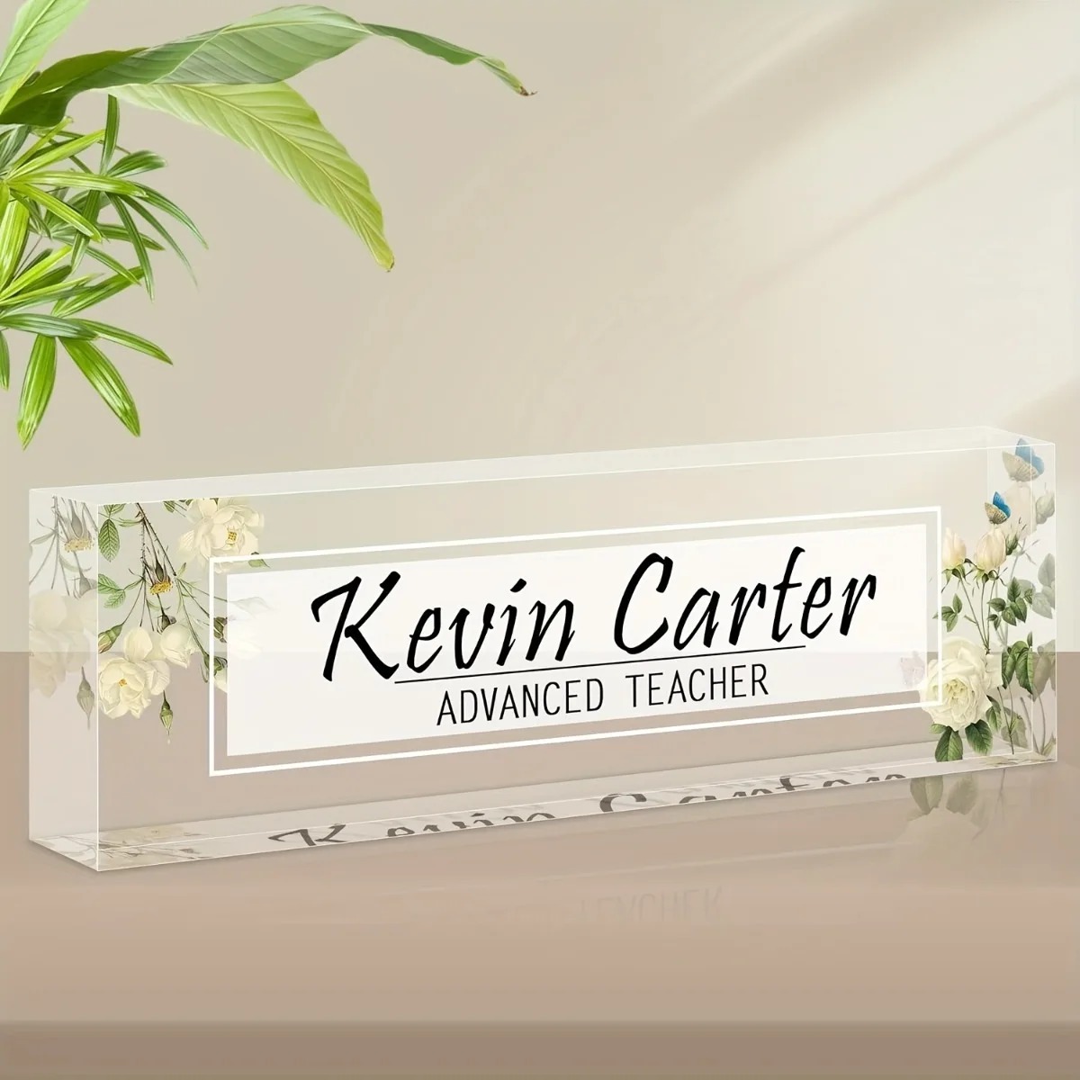 [2D Flat] Custom Floral Acryli - Desk Name Plate ulasan dan harga