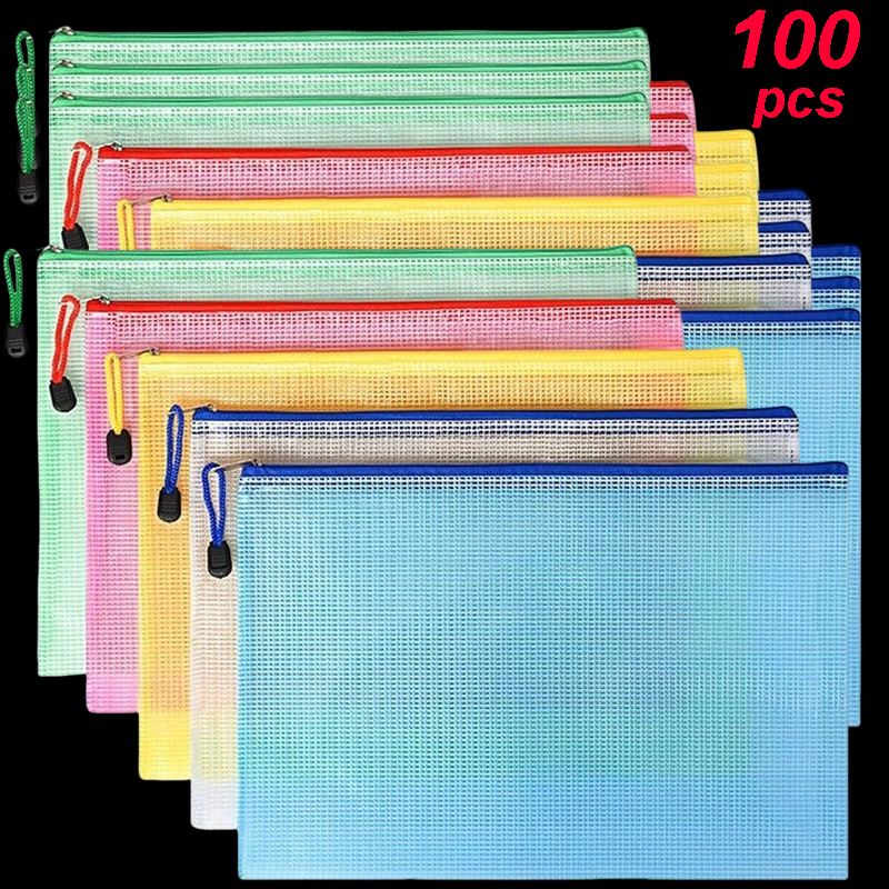 5-100PCS Stationery Storage Fo - Portfolio Folder Zip ulasan dan harga
