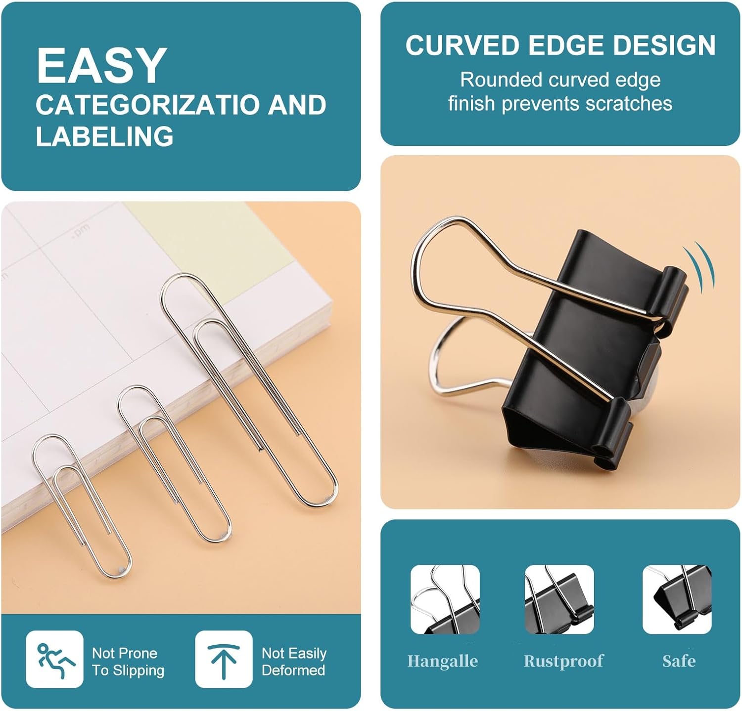 360 Pcs Paper Clips & Binder C - Binder Clip Assorted ulasan dan harga