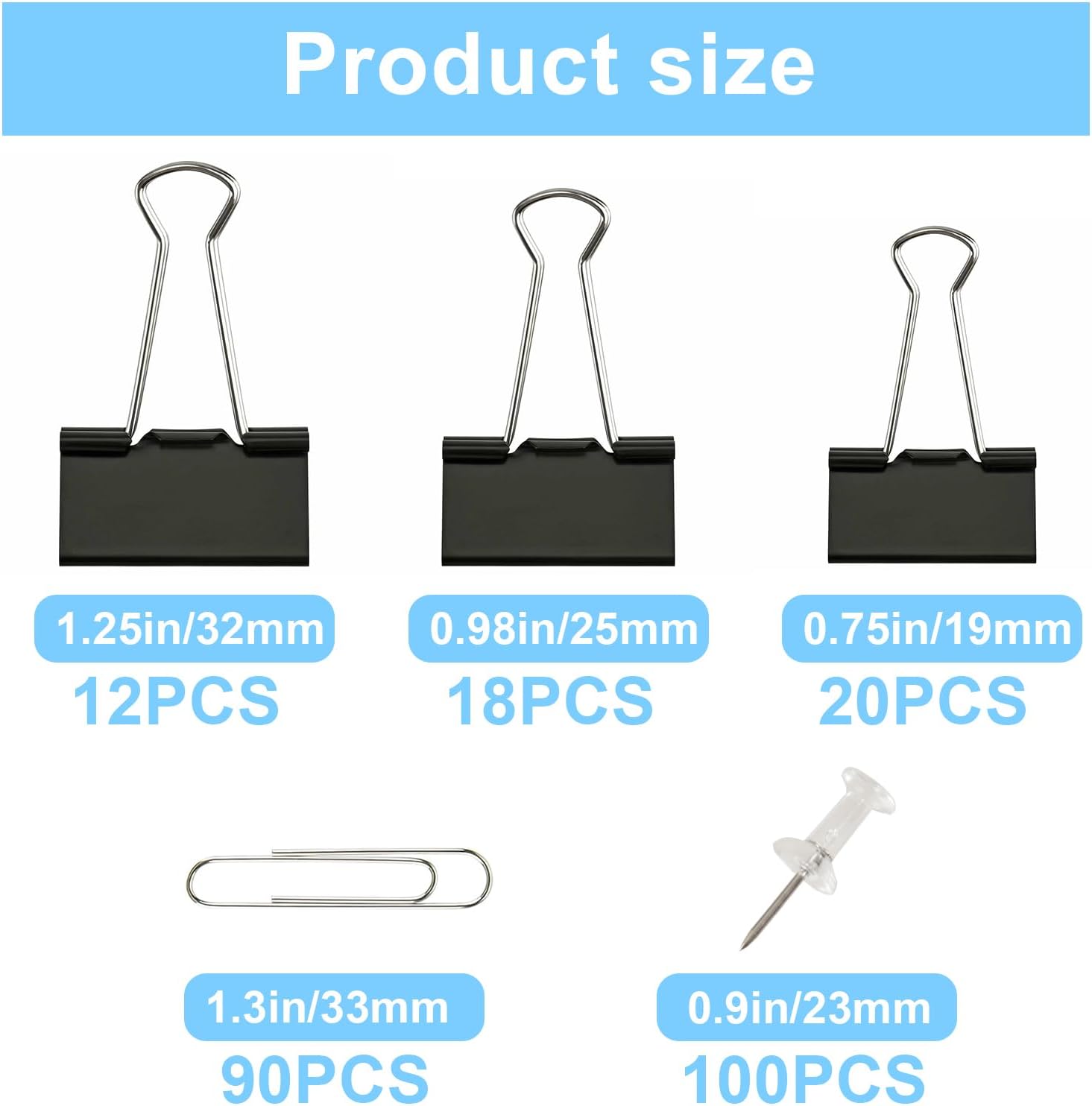 240PCS Office Clips Set: Paper - Binder Clip Assorted ulasan dan harga
